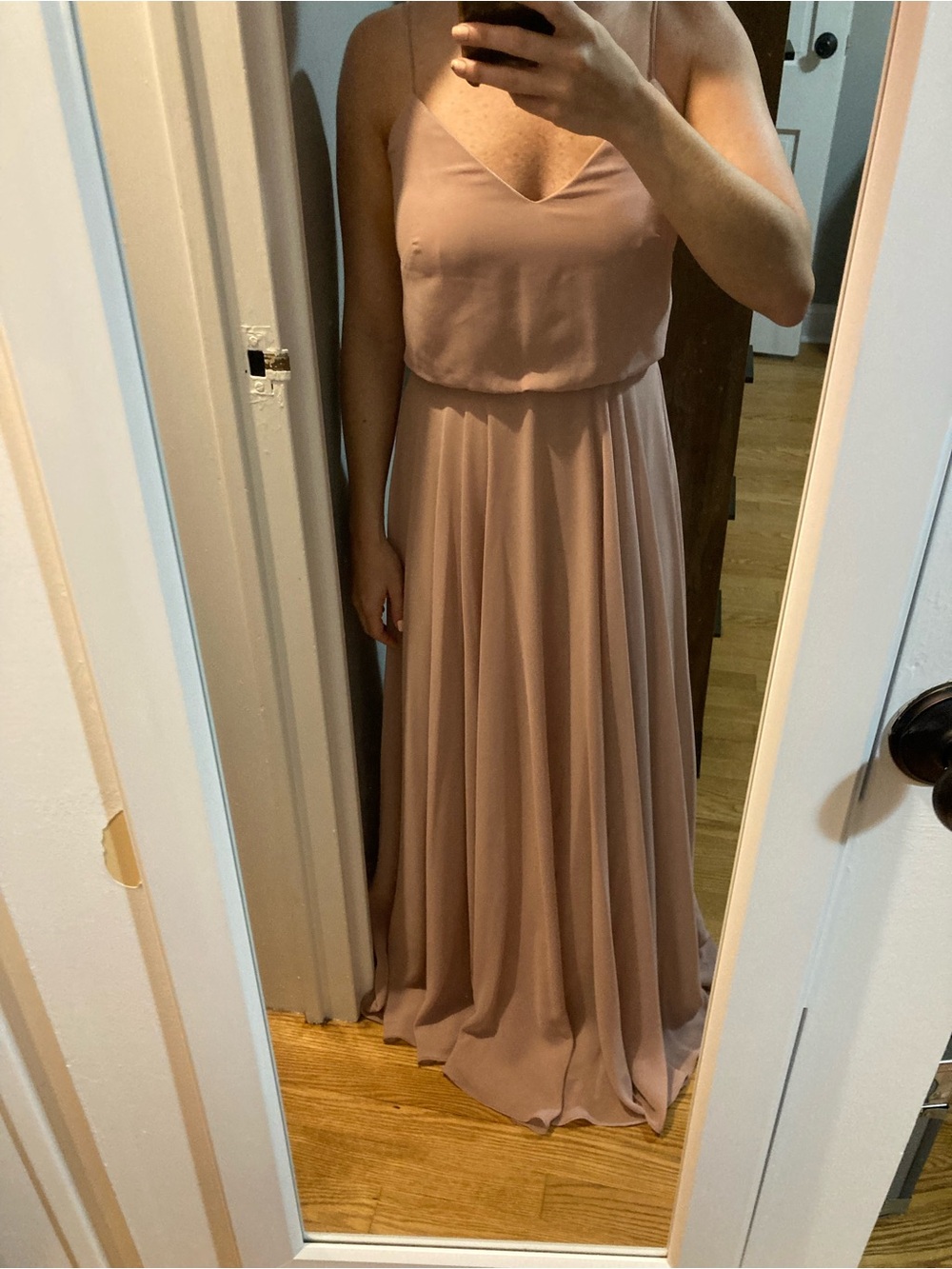 Jenny Yoo Blush Pink Spaghetti Strap Maxi Dress